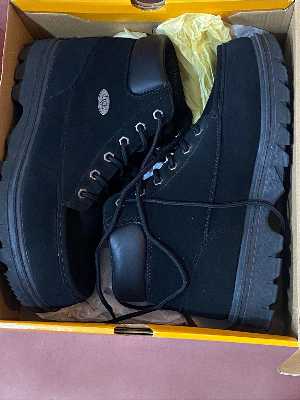 Lugz Men's Black Lace-Up Work Boots